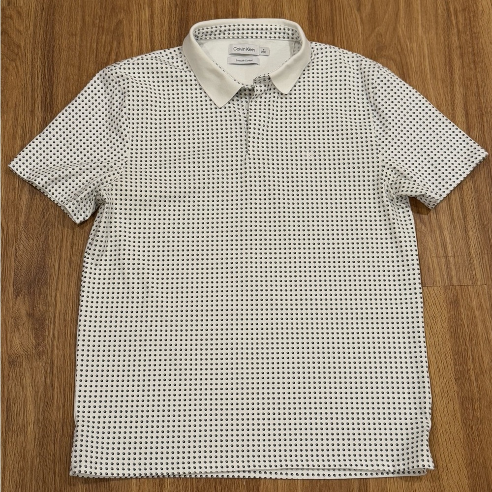 Calvin Klein Smooth Cotton Polo Shirt Mens M Polka Dots